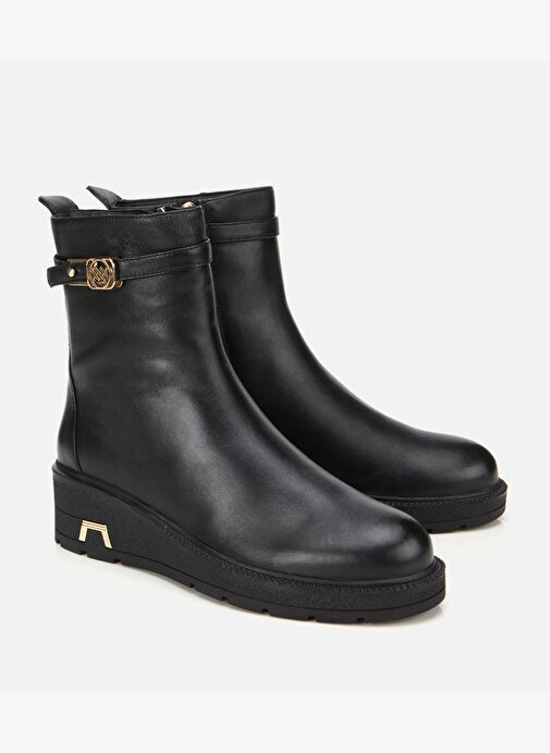 Kadın Deri Siyah Tokalı Dolgu Topuklu Bot 01BOH313290A100 - Görsel 3