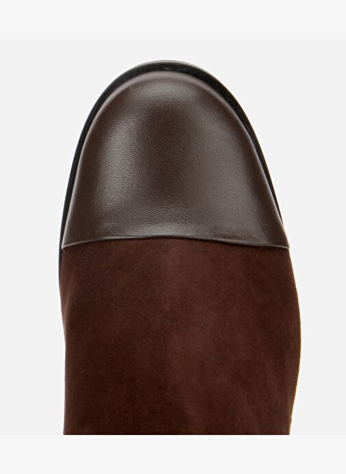 Kadın Süet Deri Kahverengi Gold Detaylı Bilekte Topuklu Bot 01BOH313300A480 - Görsel 6