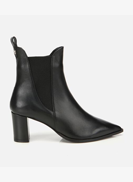 Kadın Deri Siyah Sivri Burunlu Streç Detaylı Bilekte Topuklu Bot 01BOH313310A100 - Görsel 2