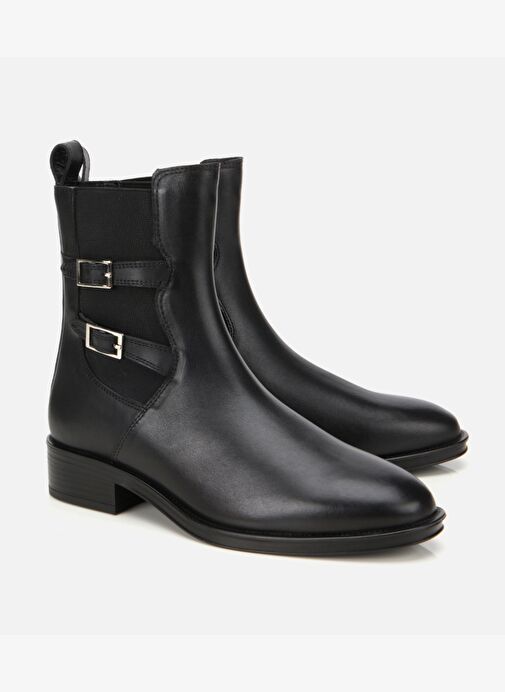 Kadın Deri Siyah Tokalı Lastik Detaylı Düz Bot 01BOH313390A100 - Görsel 3