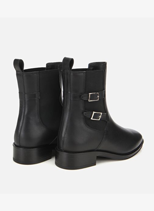 Kadın Deri Siyah Tokalı Lastik Detaylı Düz Bot 01BOH313390A100 - Görsel 5