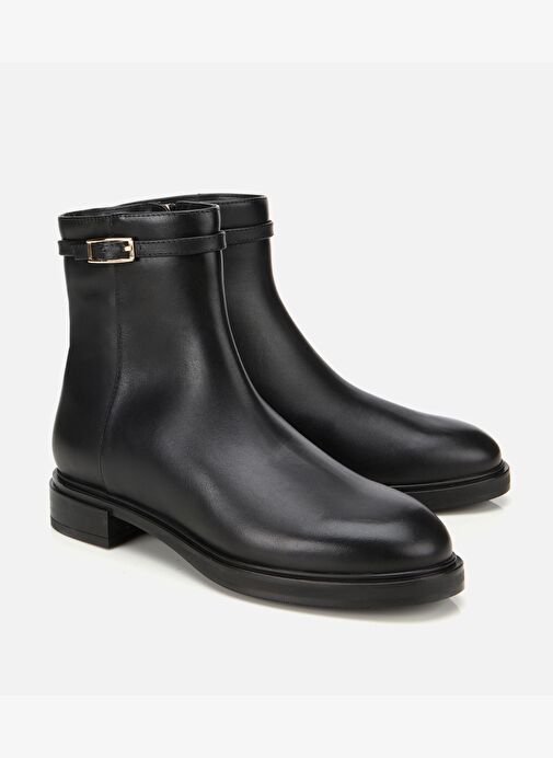 Kadın Deri Siyah Tokalı Düz Bot 01BOH313420A100 - Görsel 3