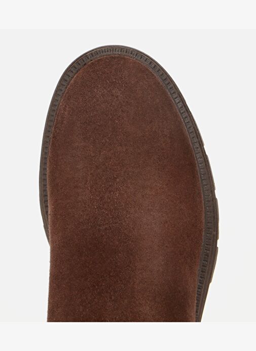 Kadın Süet Deri Kahverengi Kalın Tabanlı Bilekte Düz Bot 01BOH313480A480 - Görsel 7