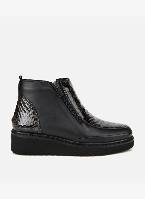 Kadın Deri Siyah Dolgu Topuklu Deri Baskılı Topuklu Bot 01BOH314520A100 - Görsel 2