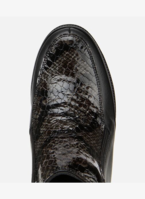 Kadın Deri Siyah Dolgu Topuklu Deri Baskılı Topuklu Bot 01BOH314520A100 - Görsel 6