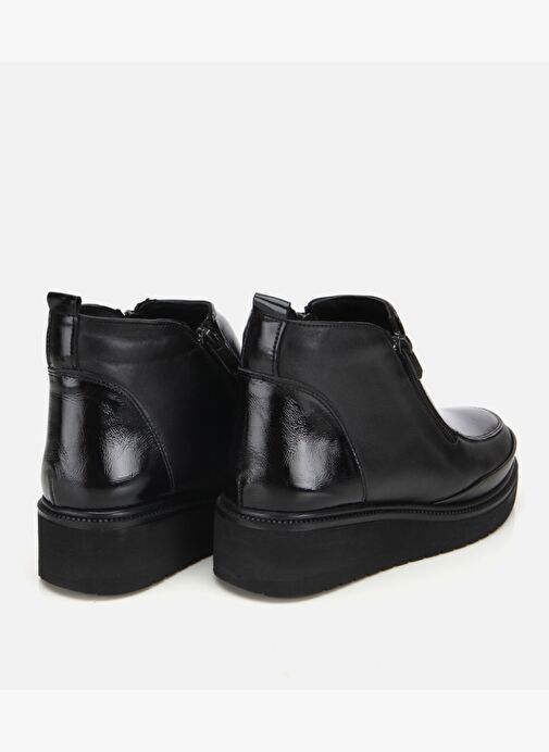 Kadın Deri Siyah Fermuar Detaylı Dolgu Topuklu Bot 01BOH314530A100 - Görsel 5