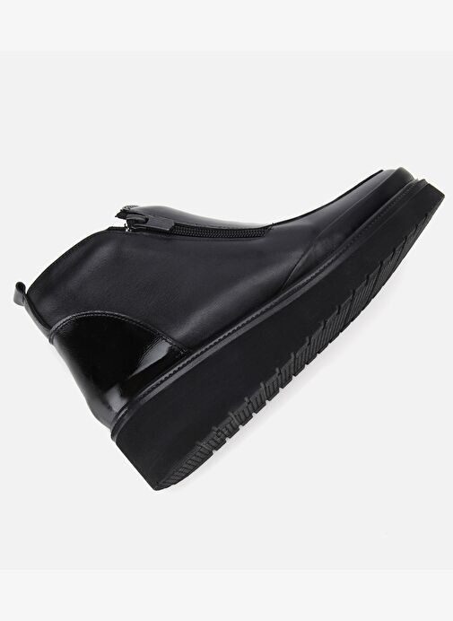 Kadın Deri Siyah Fermuar Detaylı Dolgu Topuklu Bot 01BOH314530A100 - Görsel 7