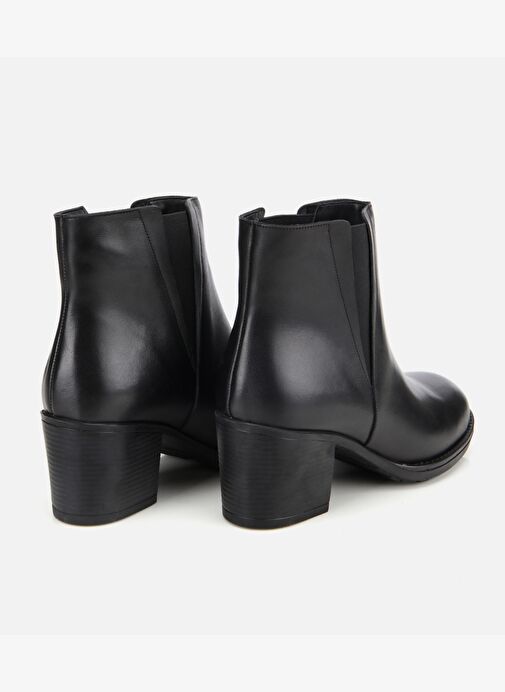 Kadın Deri Siyah Lastik Detaylı Bilekte Topuklu Bot 01BOH314560A100 - Görsel 5