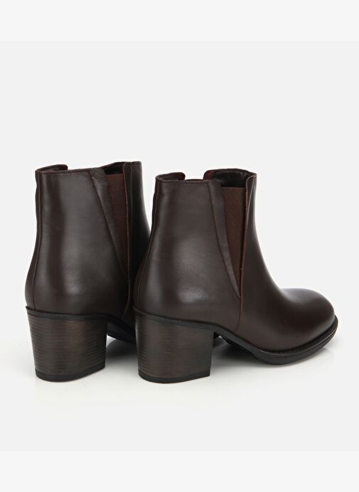 Kadın Deri Kahverengi Lastik Detaylı Bilekte Topuklu Bot 01BOH314560A480 - Görsel 5