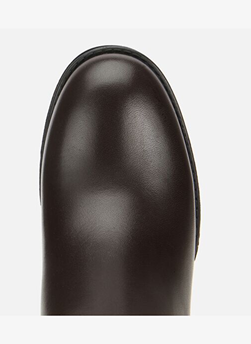 Kadın Deri Kahverengi Lastik Detaylı Bilekte Topuklu Bot 01BOH314560A480 - Görsel 6