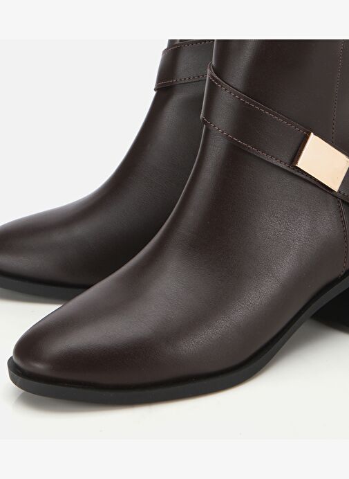 Kadın Kahverengi Metal Detaylı Bilekte Düz Bot 01BOH314860A480 - Görsel 4