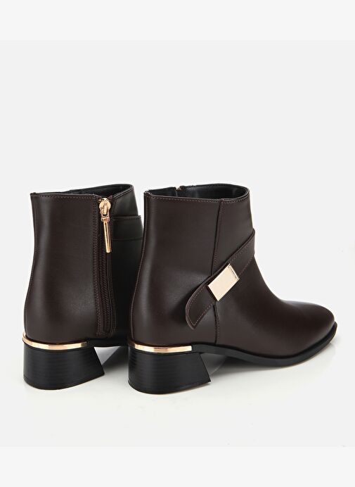 Kadın Kahverengi Metal Detaylı Bilekte Düz Bot 01BOH314860A480 - Görsel 5