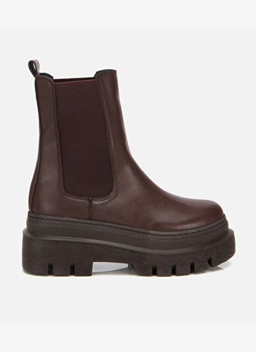 Kadın Kahverengi Lastik Detaylı Kalın Tabanlı Düz Bot 01BOH314880A480 - Görsel 2