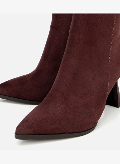 Kadın Süet Kahverengi Taşlı Tokalı Bilekte Topuklu Bot 01BOH314920A480 - Görsel 4