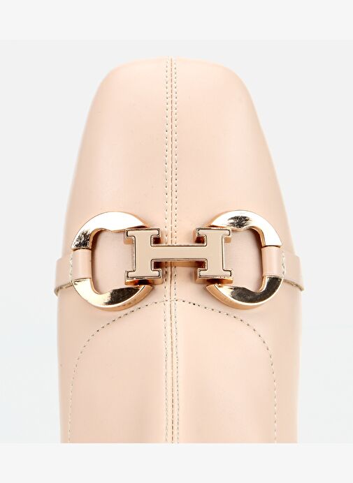 Kadın Bej Tokalı Streç Fermuarlı Yüksek Topuklu Bot 01BOH314960A310 - Görsel 6