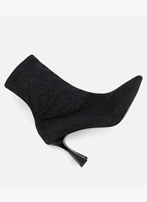 Kadın Siyah Simli Streç Fermuarlı Bilekte İnce Topuklu Bot 01BOH314980A100 - Görsel 7