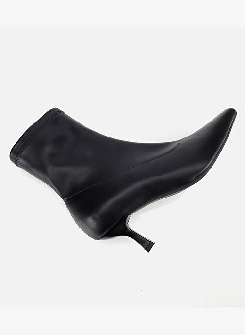 Kadın Siyah Streç Fermuarlı Bilekte Kısa Topuklu Bot 01BOH314990A100 - Görsel 7