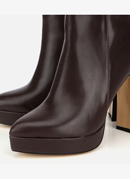 Kadın Kahverengi Yüksek Topuklu Platform Topuklu Bot 01BOH315040A480 - Görsel 4