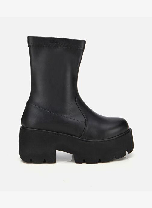 Kadın Siyah Streç Kalın Tabanlı Yüksek Topuklu Bot 01BOH315050A100 - Görsel 2