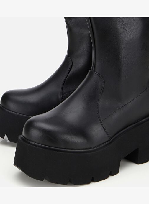 Kadın Siyah Streç Kalın Tabanlı Yüksek Topuklu Bot 01BOH315050A100 - Görsel 4