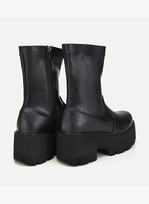 Kadın Siyah Streç Kalın Tabanlı Yüksek Topuklu Bot 01BOH315050A100 - Görsel 5