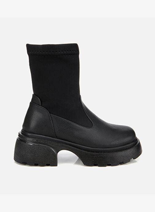 Kadın Siyah Streç Kalın Tabanlı Bilekte Düz Bot 01BOH315060A100 - Görsel 2
