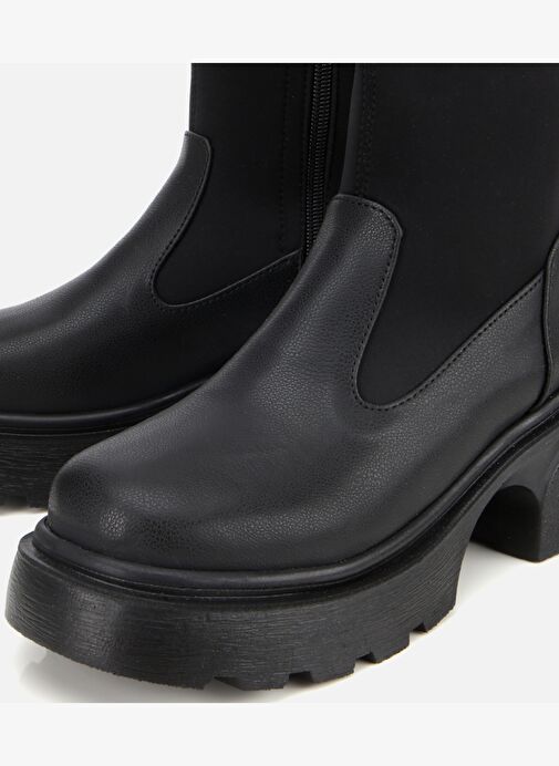 Kadın Siyah Streç Kalın Tabanlı Bilekte Düz Bot 01BOH315060A100 - Görsel 4