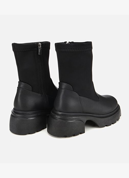 Kadın Siyah Streç Kalın Tabanlı Bilekte Düz Bot 01BOH315060A100 - Görsel 5