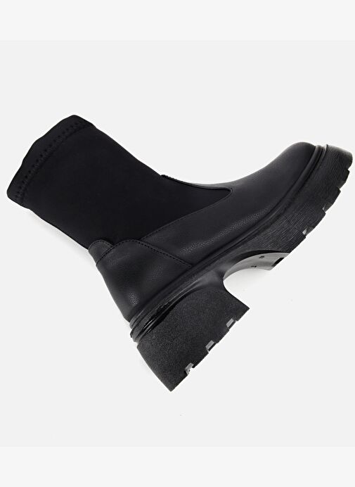 Kadın Siyah Streç Kalın Tabanlı Bilekte Düz Bot 01BOH315060A100 - Görsel 7