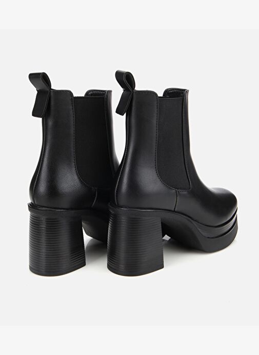 Kadın Siyah Lastik Detaylı Kalın Topuklu Bot 01BOH315070A100 - Görsel 5