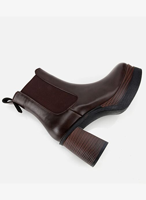 Kadın Kahverengi Lastik Detaylı Kalın Topuklu Bot 01BOH315070A480 - Görsel 7