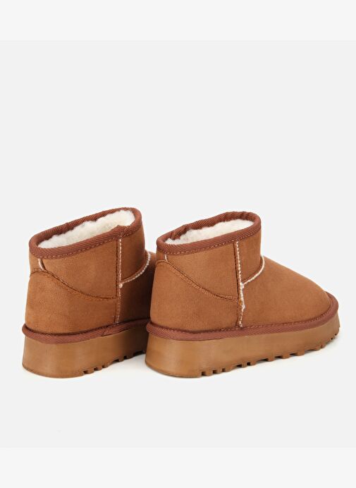 Kadın Süet Taba İçi Kürklü Bilekte Kalın Tabanlı Düz Bot 01BOH315080A340 - Görsel 5