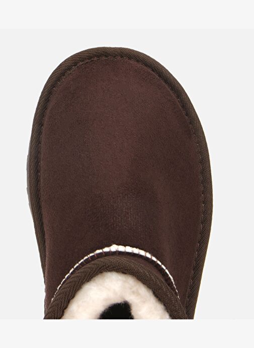 Kadın Süet Kahverengi İçi Kürklü Bilekte Kalın Tabanlı Düz Bot 01BOH315080A480 - Görsel 6