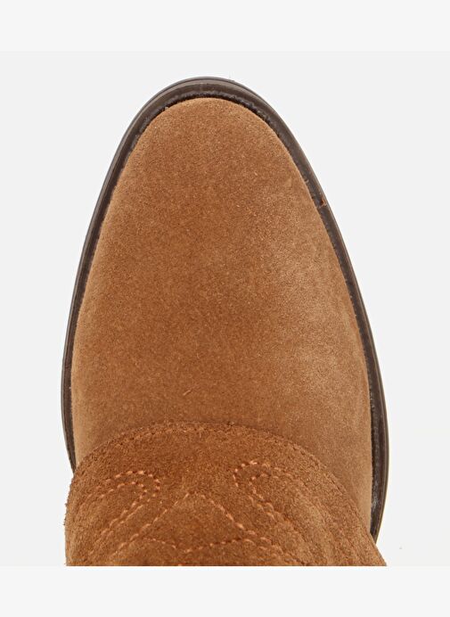 Kadın Süet Deri Taba Dikiş Detaylı Kovboy /Western Topuklu Bot 01BOH315740A370 - Görsel 6