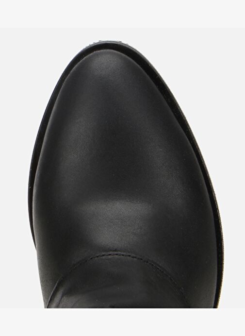 Kadın Deri Siyah Tokalı Kırışık Görünümlü Kovboy/Western Düz Bot 01BOH315750A100 - Görsel 6