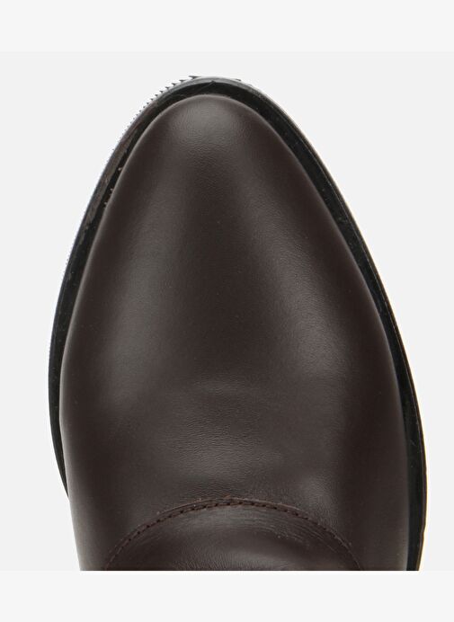 Kadın Deri Kahverengi Tokalı Kırışık Görünümlü Kovboy/Western Düz Bot 01BOH315760A480 - Görsel 6