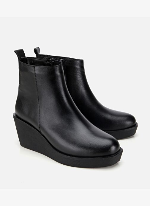 Kadın Deri Siyah Hafif Dolgu Bilekte Topuklu Bot 01BOH315790A100 - Görsel 3