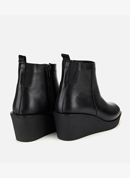 Kadın Deri Siyah Hafif Dolgu Bilekte Topuklu Bot 01BOH315790A100 - Görsel 5