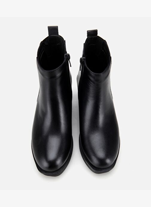 Kadın Deri Siyah Hafif Dolgu Bilekte Topuklu Bot 01BOH315790A100 - Görsel 7