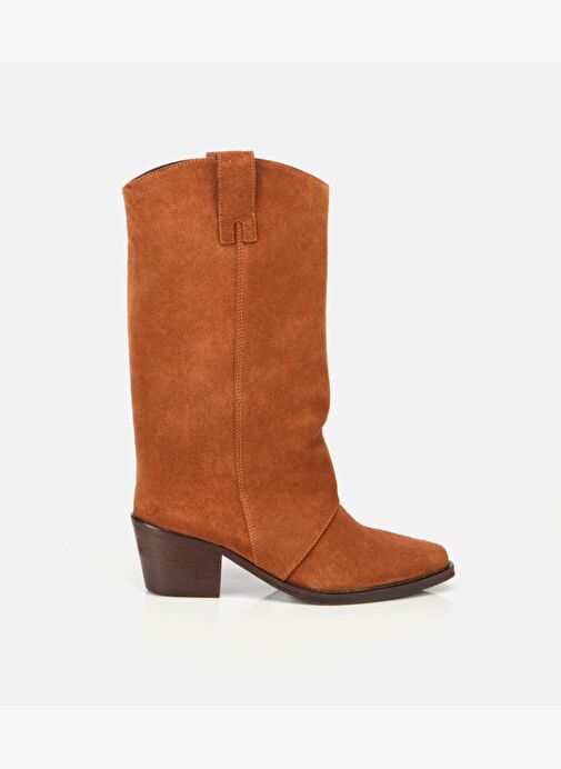 Kadın Süet Deri Taba Kovboy Topuklu Bot 01BOH316810A370 - Görsel 2