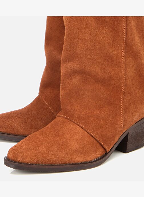 Kadın Süet Deri Taba Kovboy Topuklu Bot 01BOH316810A370 - Görsel 4