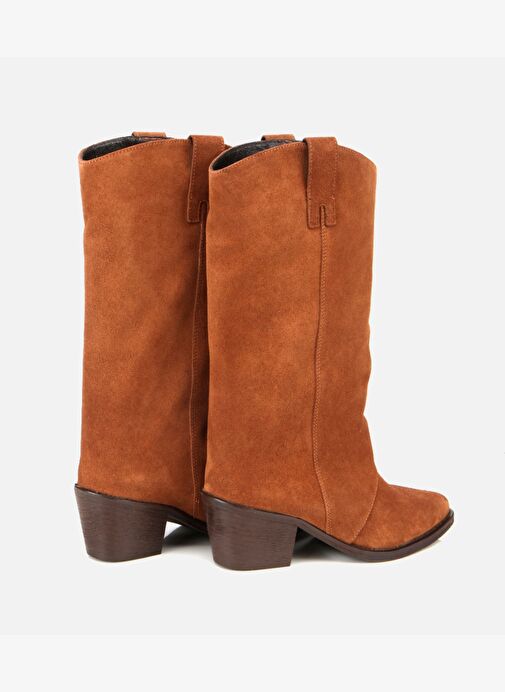 Kadın Süet Deri Taba Kovboy Topuklu Bot 01BOH316810A370 - Görsel 5