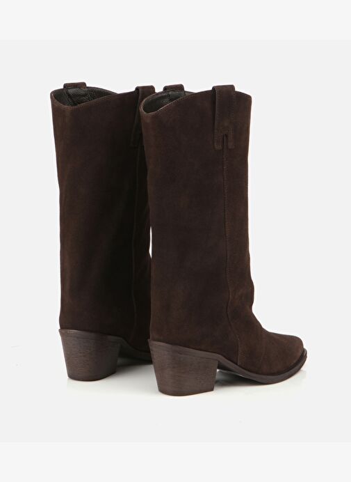 Kadın Süet Deri Kahverengi Kovboy Topuklu Bot 01BOH316810A480 - Görsel 4