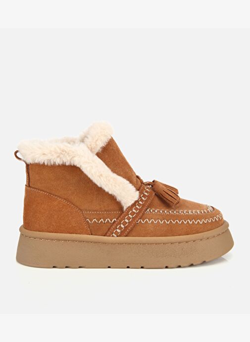 Hotiç Hotiç Kadın Süet Deri Taba İçi Kürklü Püskül Detaylı Düz Bot 01BOH316860A370 | Boyner Taba - 2. görsel