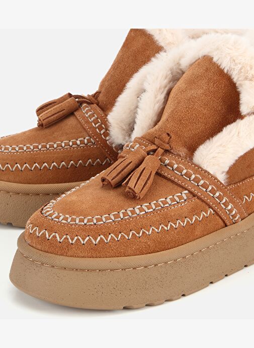 Hotiç Hotiç Kadın Süet Deri Taba İçi Kürklü Püskül Detaylı Düz Bot 01BOH316860A370 | Boyner Taba - 4. görsel