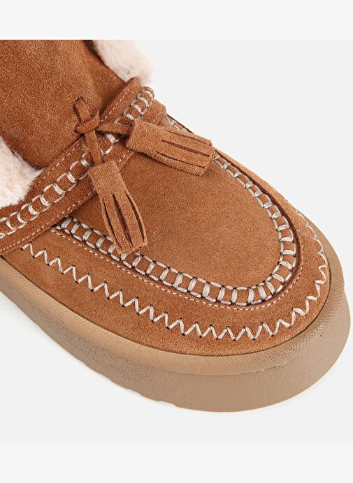 Hotiç Hotiç Kadın Süet Deri Taba İçi Kürklü Püskül Detaylı Düz Bot 01BOH316860A370 | Boyner Taba - 7. görsel