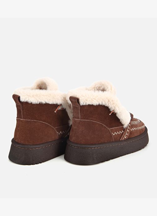 Hotiç Hotiç Kadın Süet Deri Kahverengi İçi Kürklü Püskül Detaylı Düz Bot 01BOH316860A480 | Boyner Kahverengi - 5. görsel