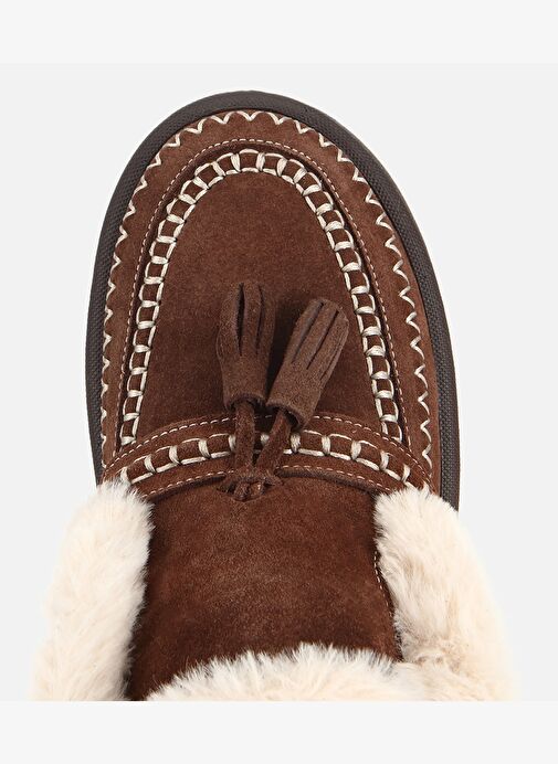 Hotiç Hotiç Kadın Süet Deri Kahverengi İçi Kürklü Püskül Detaylı Düz Bot 01BOH316860A480 | Boyner Kahverengi - 6. görsel