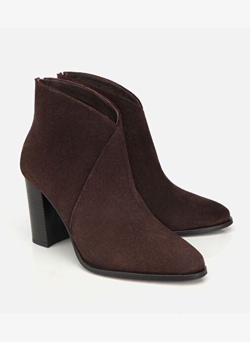Kadın Süet Deri Kahverengi Bilek Detaylı Topuklu Bot 01BOH317680A480 - Görsel 3