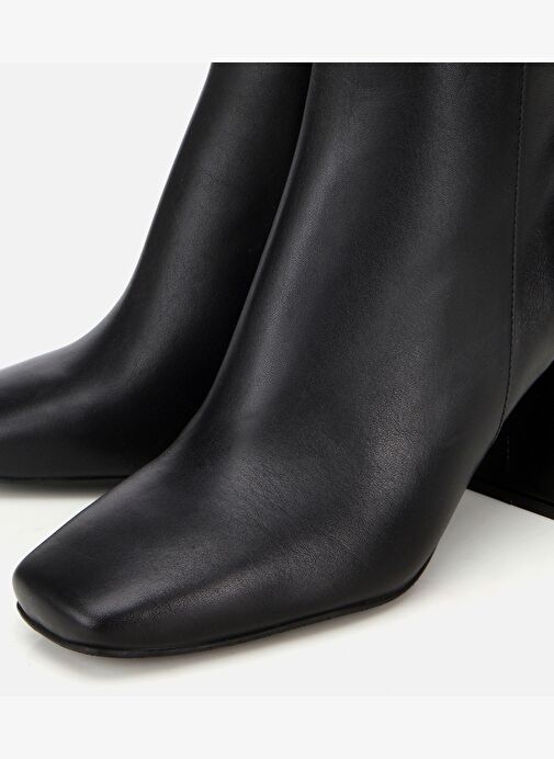 Kadın Deri Siyah Küt Burunlu Topuklu Bot 01BOH317740A100 - Görsel 4